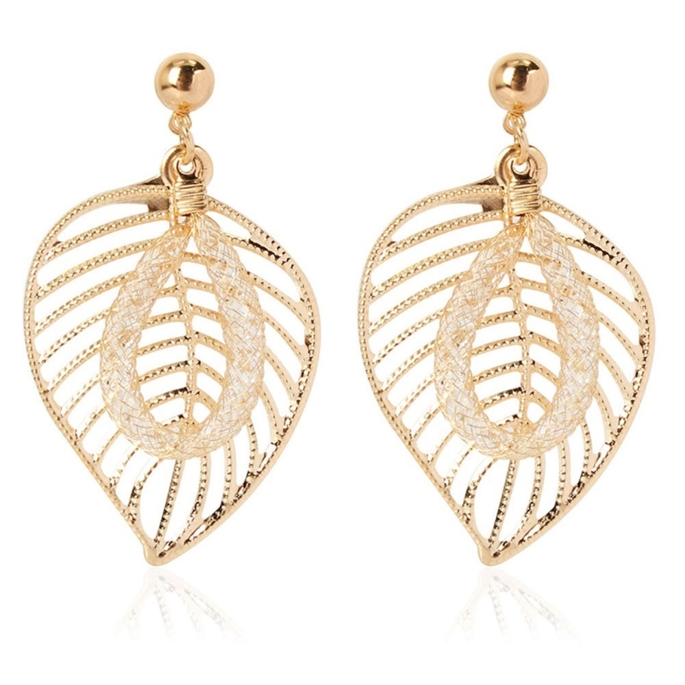 *JOBELLE* Gold Leaf Fashion Hollow Out Earrings